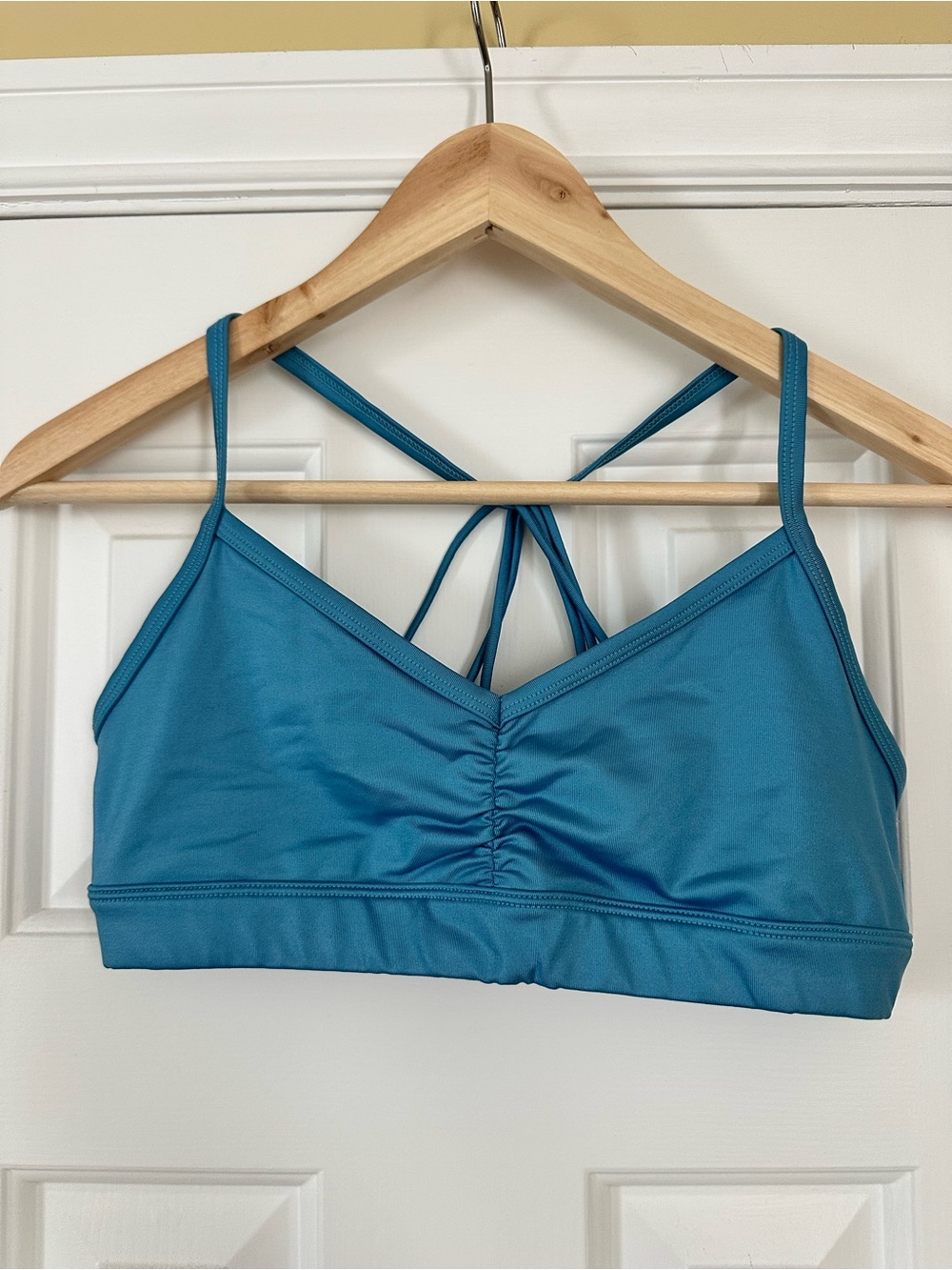 ALO Yoga Teal Strappy Ruched Bralette Size M